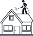 Roofer on a house icon