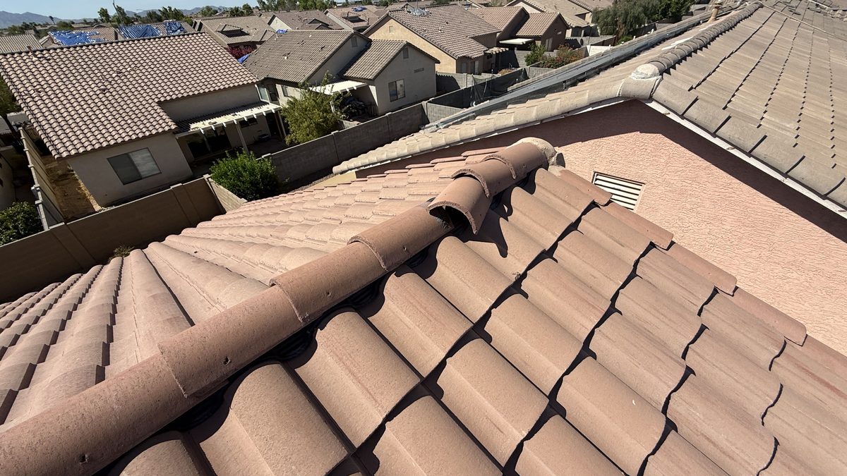 Repaired tile roof on a Northern Arizona home