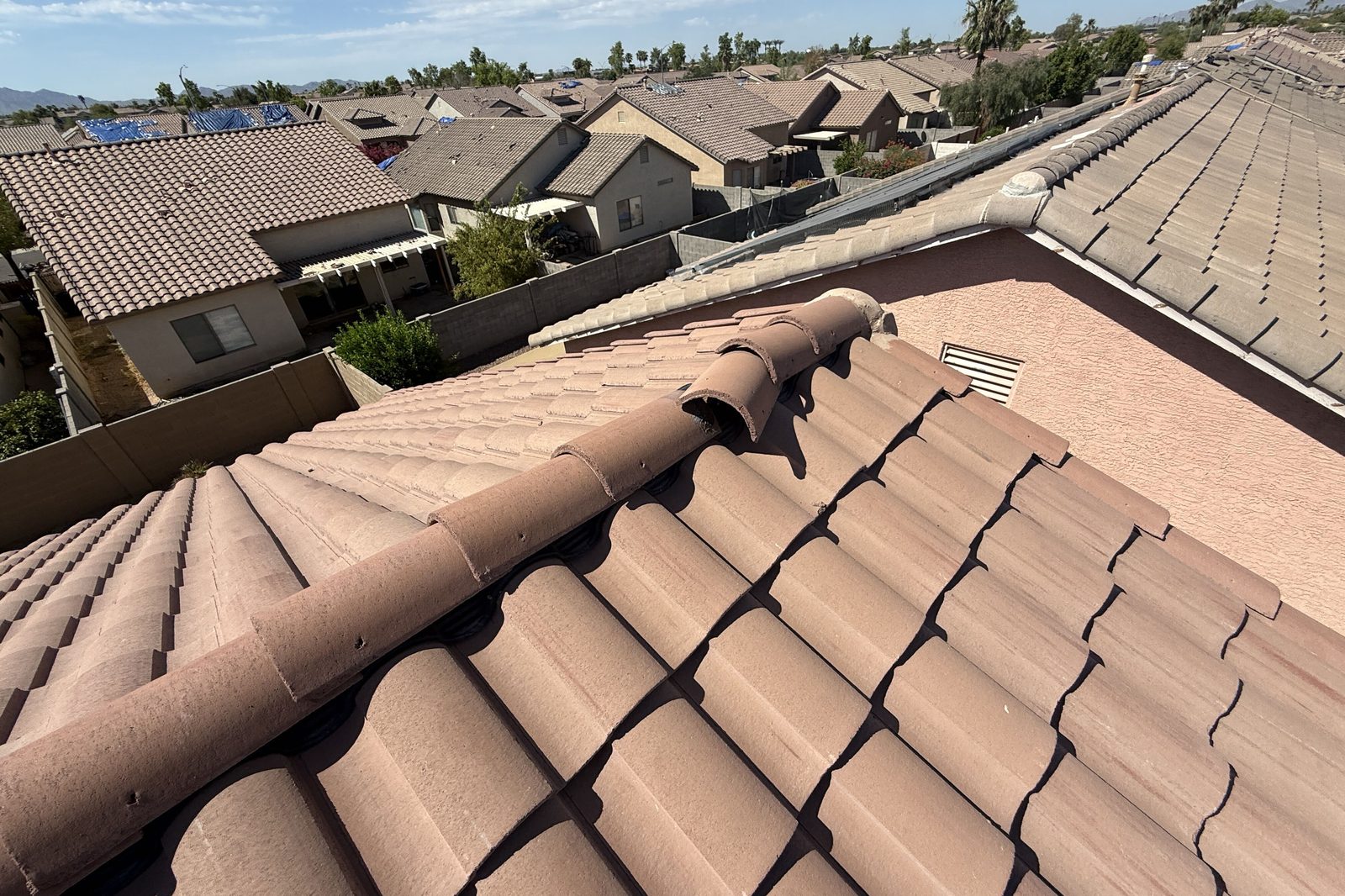 Repaired tile roof Repaired tile roof on a Northern Arizona home