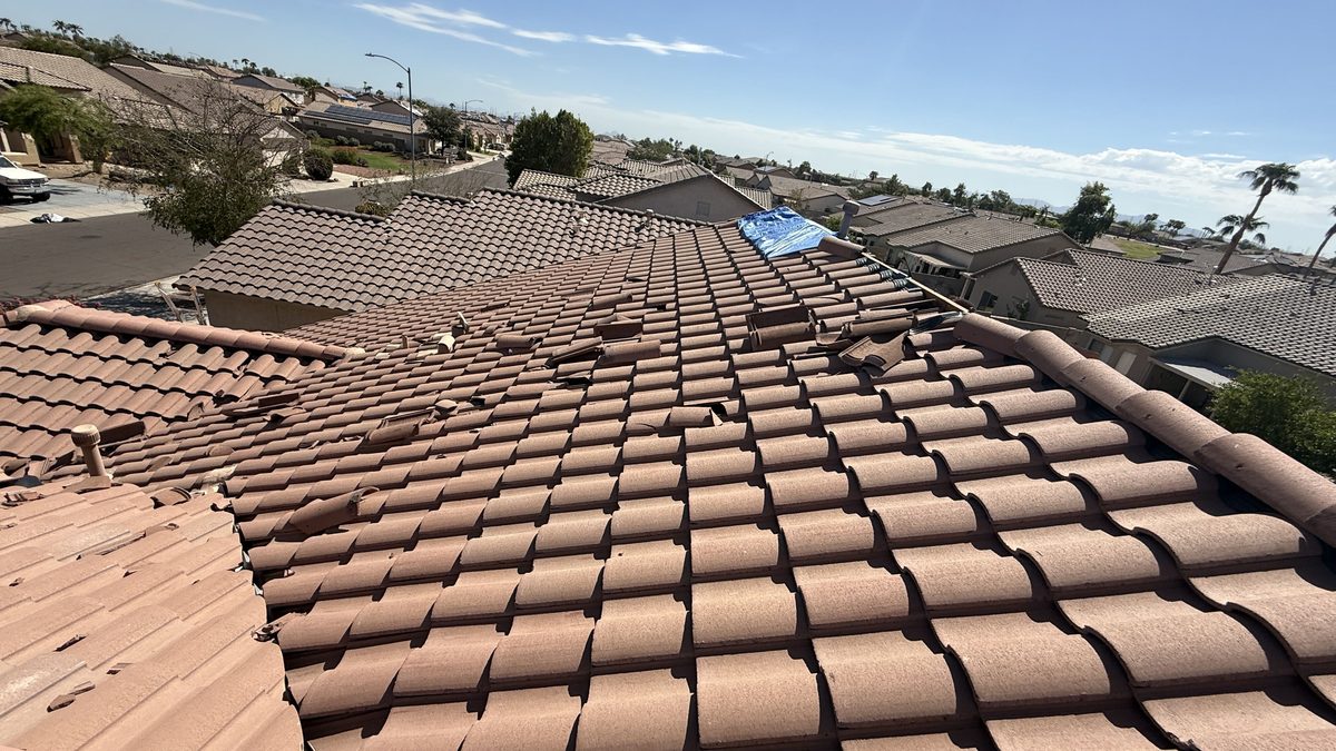 Tile roofs across a Northern Arizona neighborhood