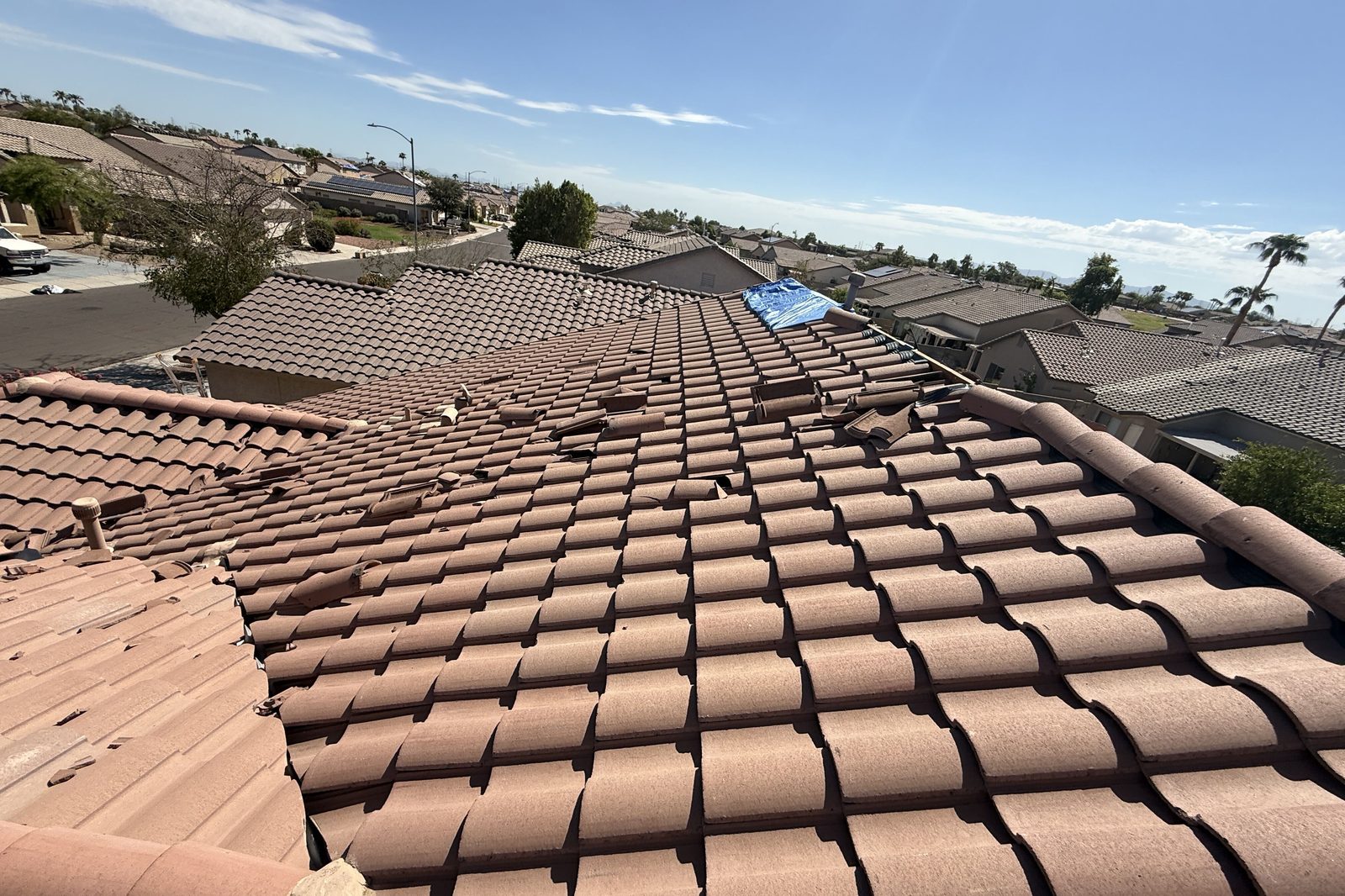 Tile roofs in a neighborhood Tile roofs across a Northern Arizona neighborhood